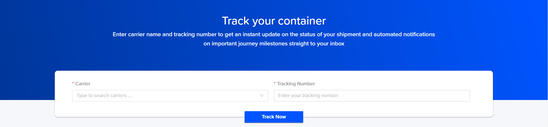 Search Container & Ocean Freight Tracking System