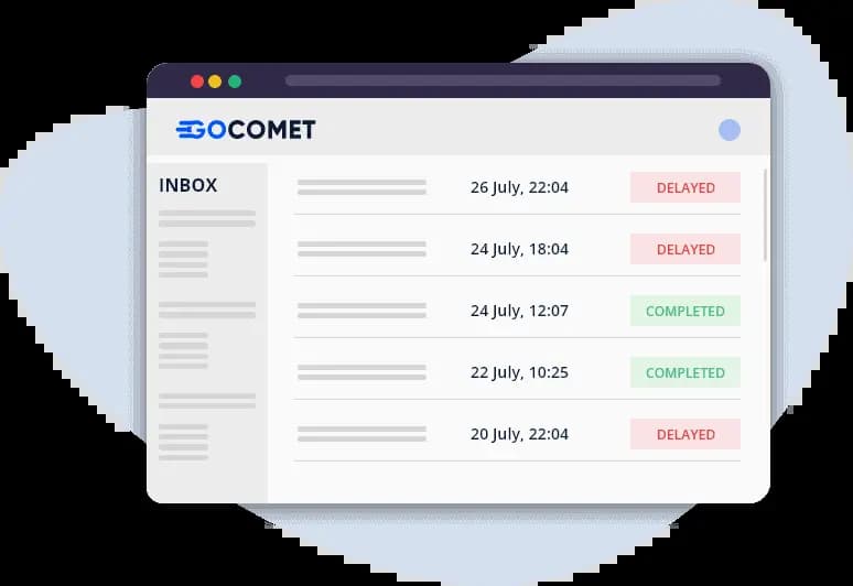GoComet's track and trace module for automated updates related to live conatiner tracking.