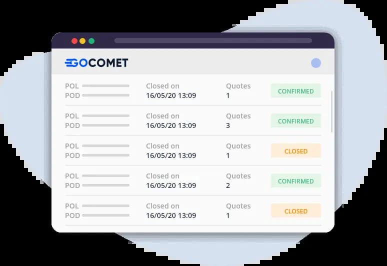 GoComet's freight quotation software for reduced turnaround time from vendors for spot rates.