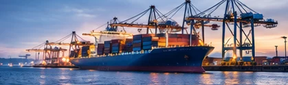 Container ship at a port terminal