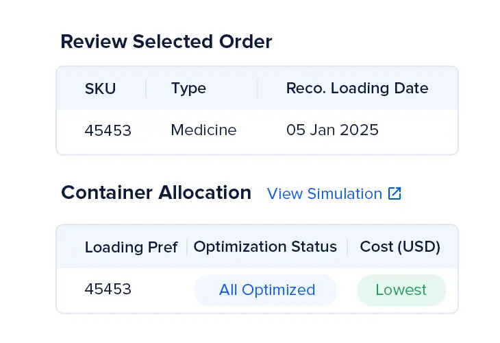 Order Management Optimize Costs & Working Capital feature
